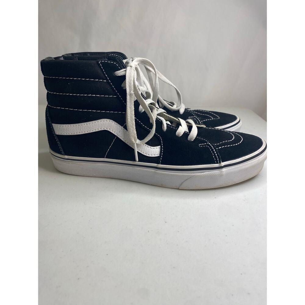 Vans Sk8 Hi Top Suede Skate Athletic Shoes Black White Mens 8.5 Womens 10 Punk - Picture 5 of 14